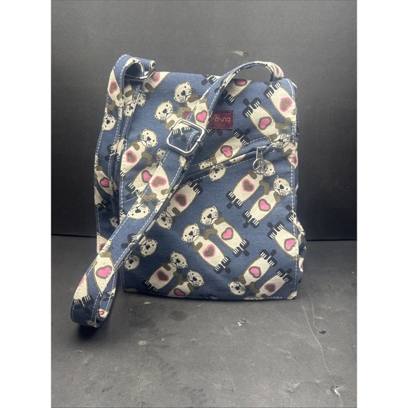 Bungalow 360 Cross Body Bag/purse Pockets Cat Print Cotton‎ Long Strip 10"x10" - Picture 1 of 10